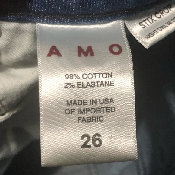 AMO Jeans Women's 26 Stix Crop Night Owl w/Destroy Frayed Hem Mid Rise Denim - Picture 3 of 8